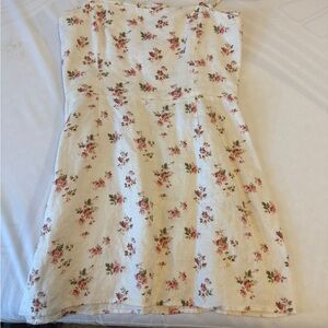 Reformation Cream Floral Sundress with Pink Blossoms